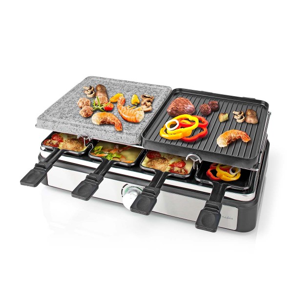 Gourmet / Raclette Grill / Steen 8 Personen Spatel Temperatuurinstelling Anti-aanbak laag Rechthoek